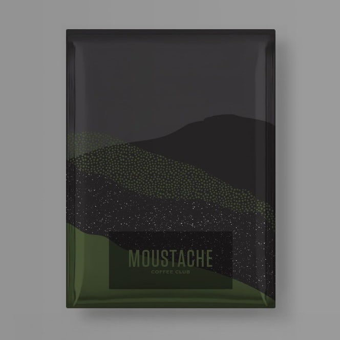 coffee packaging in gray and green color blocking