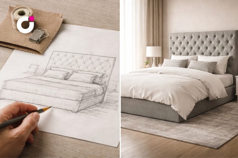 We design and build custom upholstered bed frames in Calgary, tailored to your mattress, space, and style.